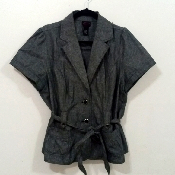 torrid Jackets & Blazers - 2-4 TORRID gray chambry color belted dress jacket 1